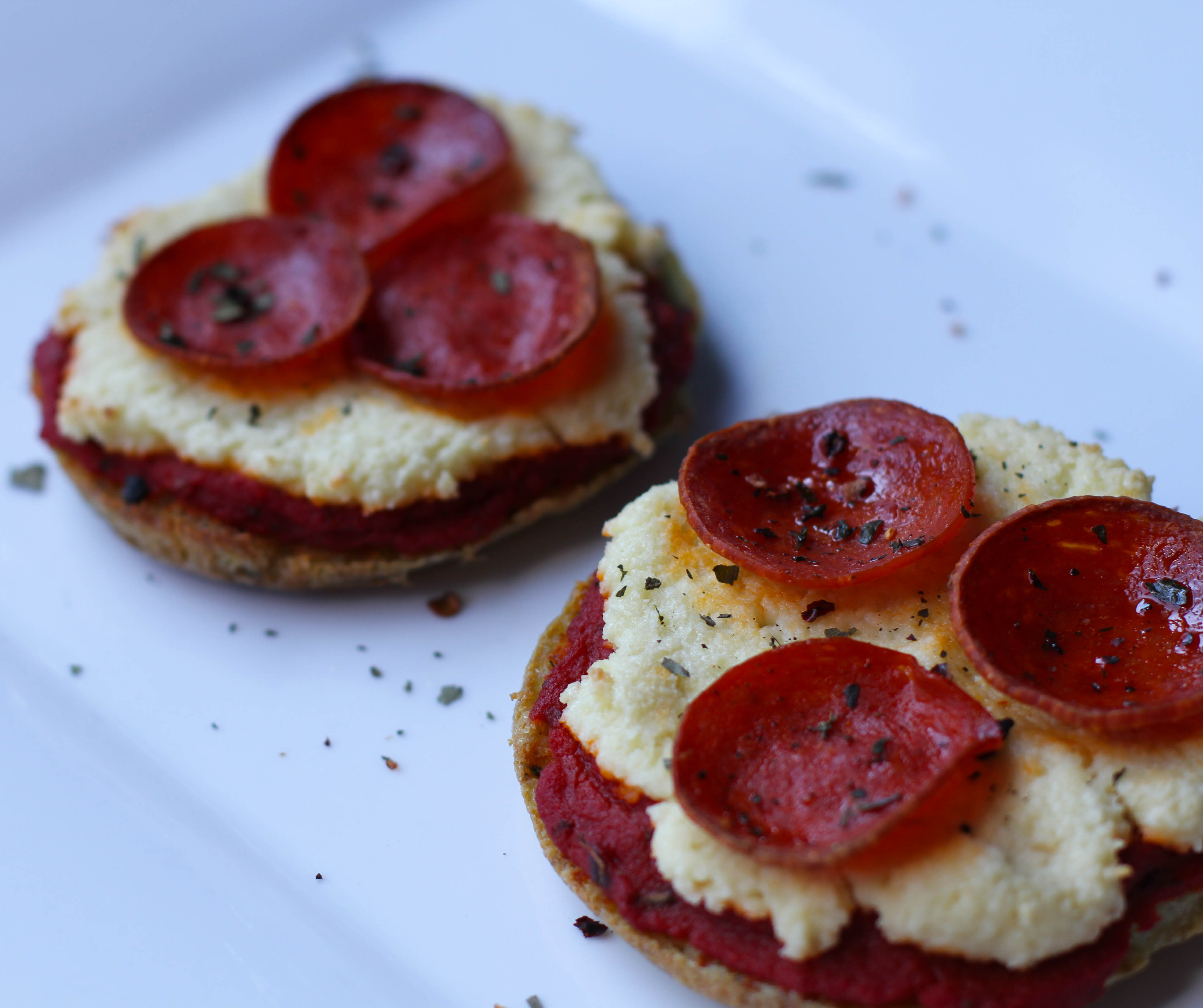 Coconut Contentment - Paleo English Muffins with Applegate Mini Pepperonis.